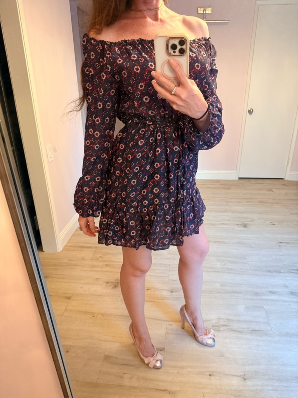 NWOT Xirena Jia dress M mini boho off shoulder belted  silk cotton gauzed flowy